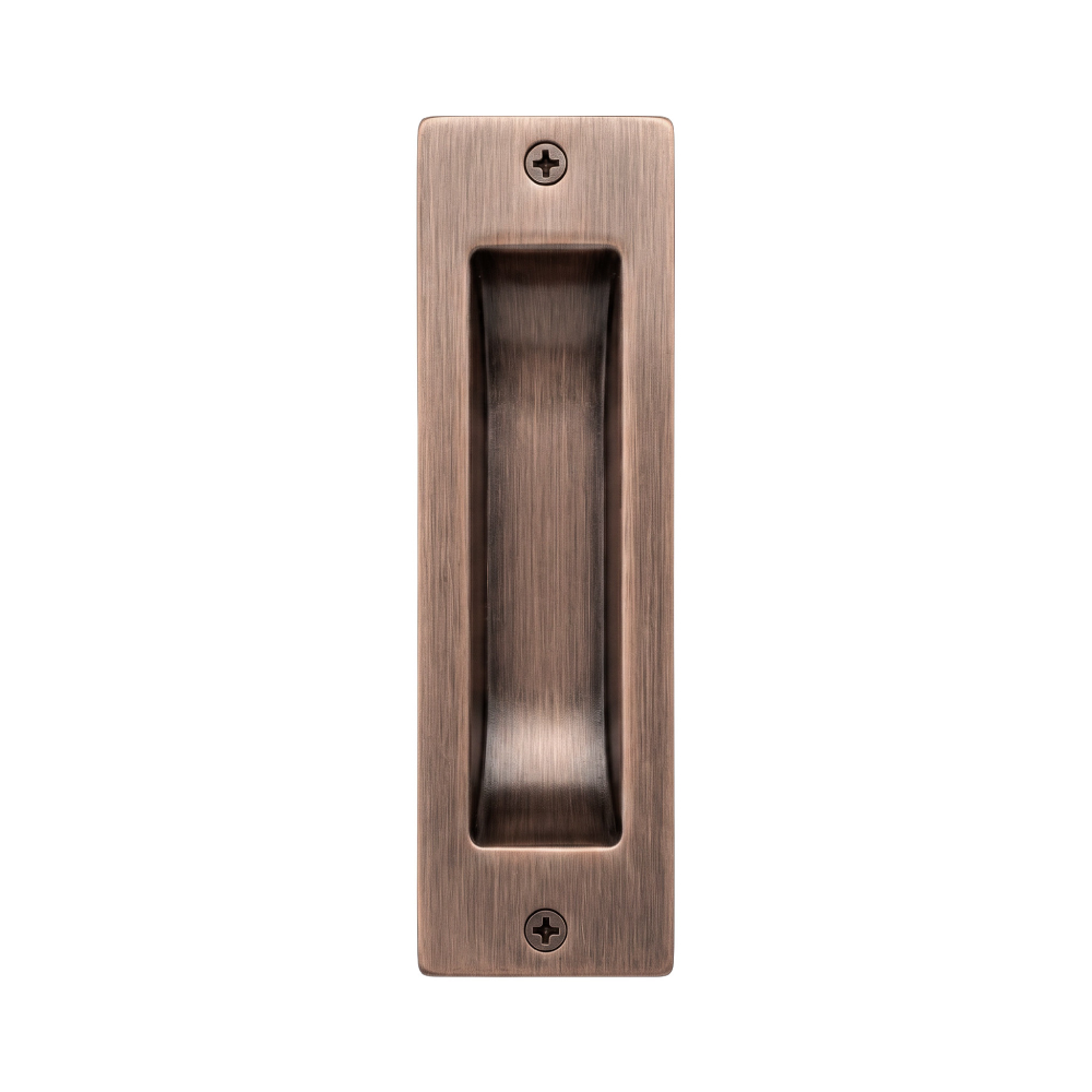 Rectangular Flush Pull in Aged Brushed Copper