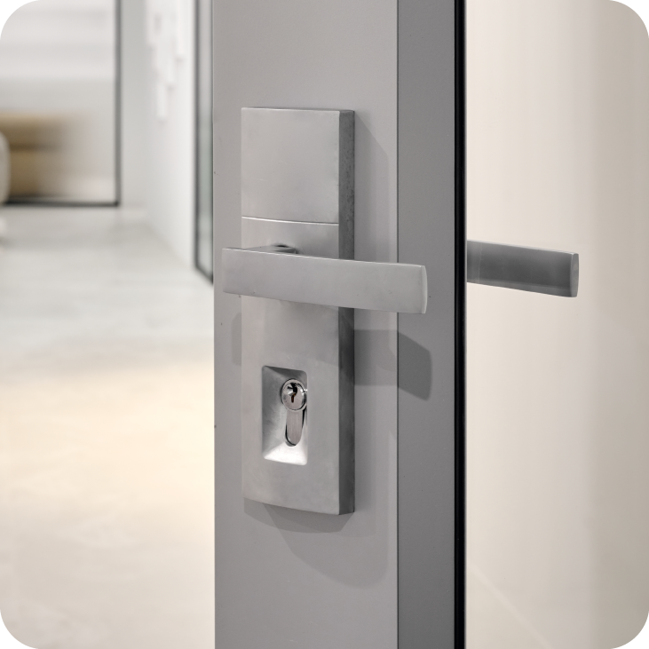 Trilock Angular Entrance Set in Satin Chrome